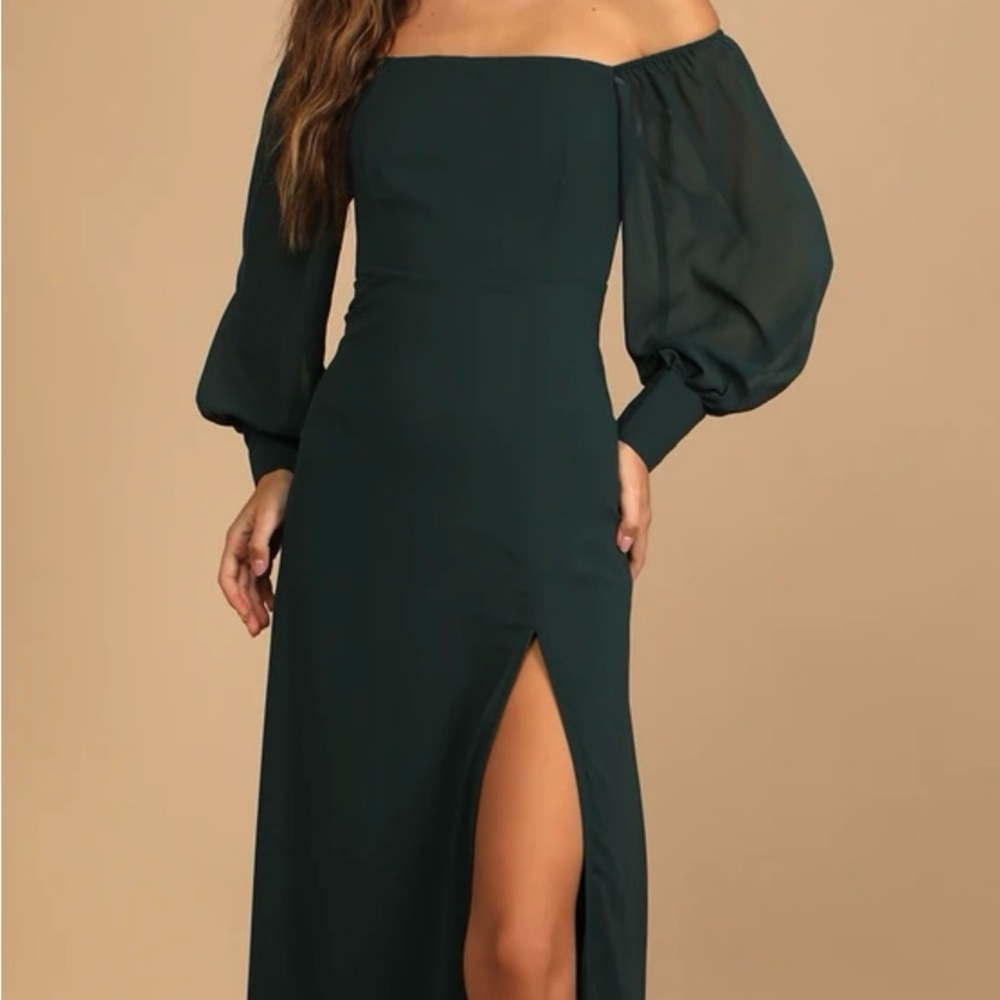 NWT emerald green off the shoulder maxi dress
